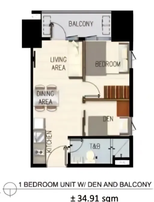 1br unit wden and balcony